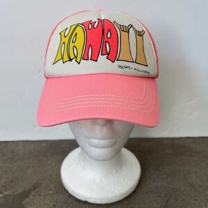 Vintage Andy Daris for Billabong pink mesh strapback baseball hat cap